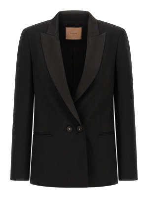 TWINSET: blazers - Satin Lapel Blazer