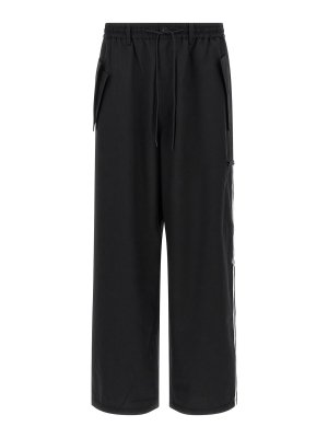Y-3: pantaloni sport - Pantaloni in misto lana