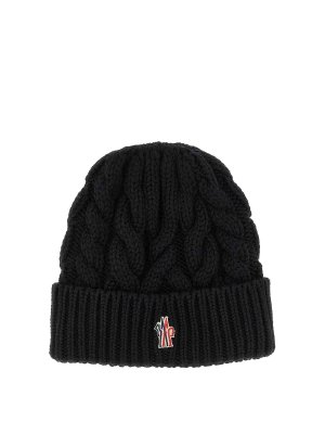 MONCLER: beanies - Braided Wool Beanie