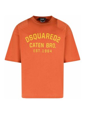 DSQUARED2: t-shirts - Brick Cotton T-Shirt
