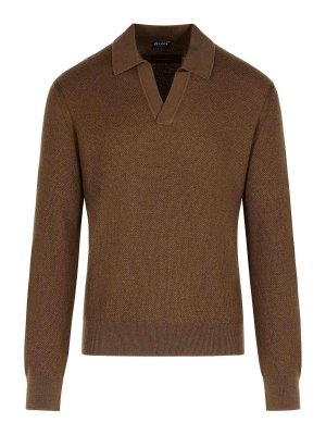 ZEGNA: Suéteres con cuello pico - Suéter Cuello Redondo - Marrón