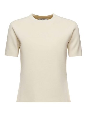 Max Mara: Suéteres con cuello pico - Suéter Cuello Redondo - Blanco