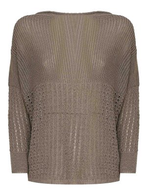 Max Mara: Strickpullover mit Rundhalsausschnitt - Rundhalspullover - Beige