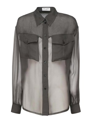 SAINT LAURENT: casual jackets - See-Through Chiffon Shirt