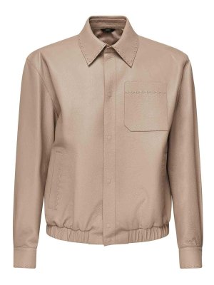 FENDI: leather jacket - Selleria Leather Jacket