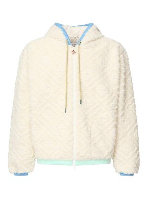 CASABLANCA: casual jackets - Jacquard Fleece Jacket With Monogram