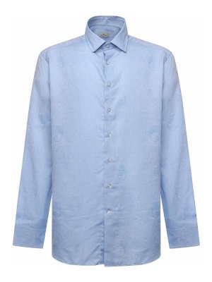 ETRO: shirts - Cotton And Jacquard Shirt With Gecko Print