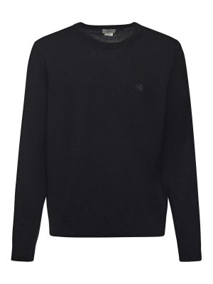 ETRO: crew necks - Wool Sweater With Embroidered Monogram