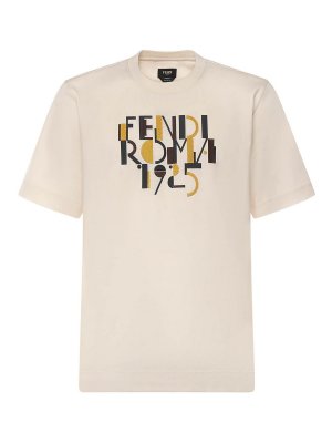 FENDI: t-shirts - Cotton T-Shirt With Logo Print
