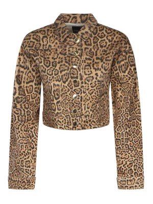 MARCIANO: denim jacket - Leopard-Print Denim Jacket