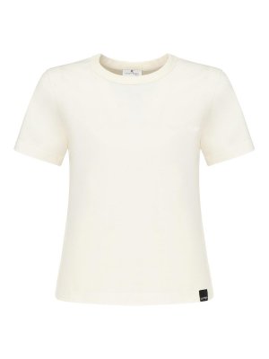 Courreges: t-shirts - T-Shirt With Logo Embroidery