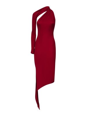 Courreges: knee length dresses - One-Shoulder Jersey Crepe Dress