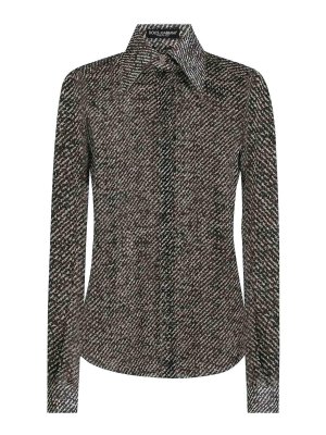 DOLCE & GABBANA: shirts - Boucl Print Silk Chiffon Shirt