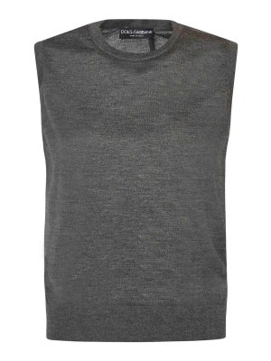 DOLCE & GABBANA: Suéteres con cuello pico - Suéter Cuello Redondo - Gris