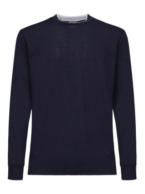 ELEVENTY: Strickpullover mit Rundhalsausschnitt - Rundhalspullover - Blau