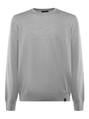 FAY: Strickpullover mit Rundhalsausschnitt - Rundhalspullover - Grau