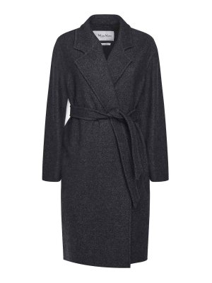 Max Mara: knee length coats - Denim-Effect Wool Coat