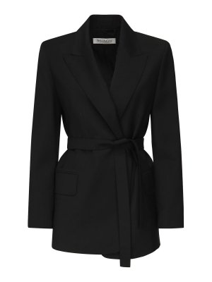 Max Mara: blazers - Wool Canvas Blazer With Belt