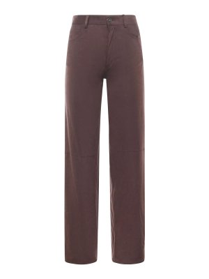 OTTOD'AME: casual trousers - Straight-Leg Trousers With Suede Effect