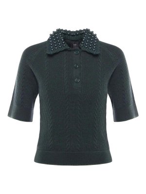 Pinko: crew necks - Polo-Style Sweater With Pearls