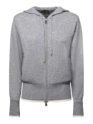 Pinko: cardigans - Wool And Cashmere Zip-Up Cardigan