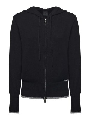 Pinko: cardigans - Wool And Cashmere Zip-Up Cardigan