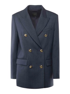 Pinko: blazers - Double-Breasted Wool Blazer