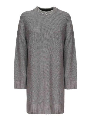 Pinko: knee length dresses - Ask Wool Blend Knit Dress