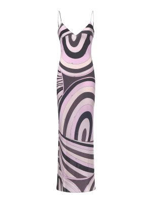 EMILIO PUCCI: knee length dresses - Silk Dress With Iris Print
