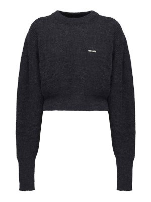 ROTATE Birger Christensen: crew necks - Puff-Sleeve Sweater With Logo