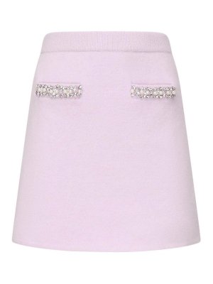 Self Portrait: mini skirts - Mini Skirt With Crystal Trim