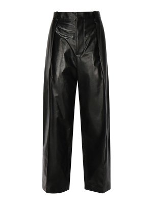 BOTTEGA VENETA: レザートラウザー - レザーパンツ - 黒