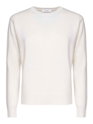 Max Mara: Suéteres con cuello pico - Suéter Cuello Redondo - Blanco
