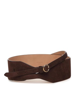 Alaïa: belts - Wide Double Suede Belt