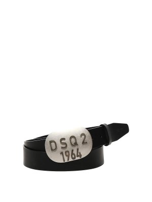 DSQUARED2: cinture - Cintura Vintage Con Placca Logata