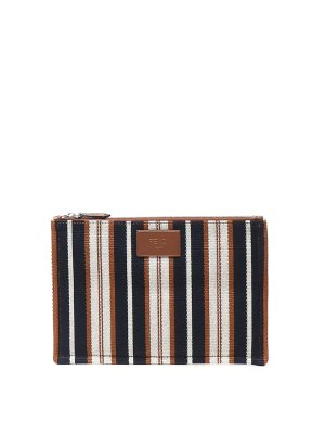 FENDI: clutches - Signature Striped Medium Flat Clutch