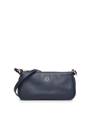 Pinko: cross body bags - Mini Half Moon Baguette Leather Crossbody Bag