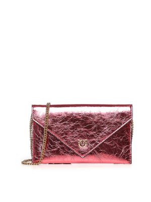 Pinko: clutches - Metallic Leather Pouch With Logo