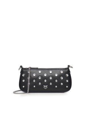 Pinko: shoulder bags - Mini Half Moon Baguette Small Leather  Bag
