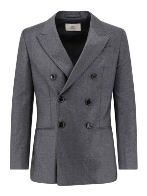 AMI PARIS: blazers - Double-breasted blazer in virgin wool