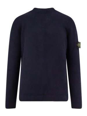 STONE ISLAND: Strickpullover mit Rundhalsausschnitt - Rundhalspullover - Blau
