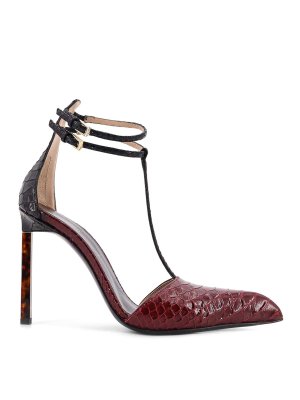 TOM FORD: court shoes - Leather decollete with python effect