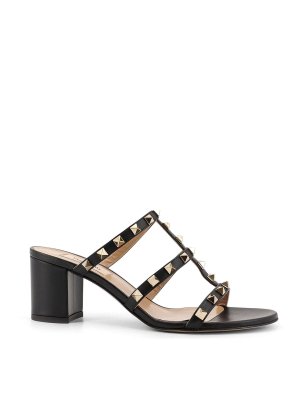 VALENTINO GARAVANI: sandals - Slide Rockstud Leather Sandals
