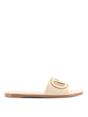 VALENTINO GARAVANI: sandali - Slide Vlogo Cut-Out In Pelle