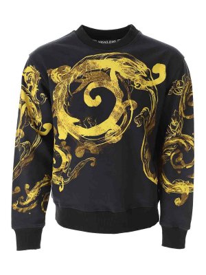 Versace Jeans Couture: Sweatshirts & Sweaters - Watercolor Logo Baroque Sweatshirt