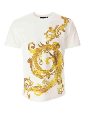 Versace Jeans Couture: t-shirts - Detail Watercolor Baroque Tshirt