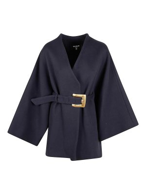 Balmain: Abrigos semilargos - Abrigo Midi - Azul Oscuro