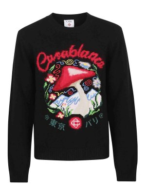 CASABLANCA: crew necks - Mushroom Emblem Intarsia Crew