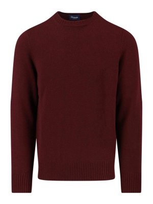 DRUMOHR: Strickpullover mit Rundhalsausschnitt - Rundhalspullover - Rot