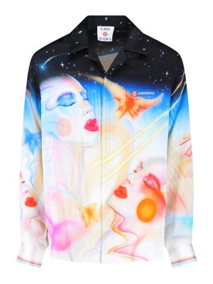 CASABLANCA: shirts - Silk Shirt With Light Blue Print